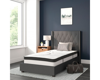 BLNK Riverdale Tufted Upholstered Platform Bed with 10" CertiPUR-US Certified Pocket Spring Mattress