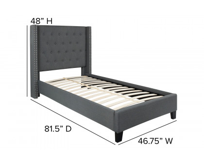 BLNK Riverdale Tufted Upholstered Platform Bed with 10" CertiPUR-US Certified Pocket Spring Mattress - Dark Gray, Twin Size