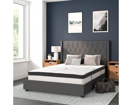 BLNK Riverdale Tufted Upholstered Platform Bed with 10" CertiPUR-US Certified Pocket Spring Mattress