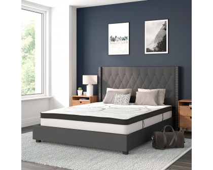 BLNK Riverdale Tufted Upholstered Platform Bed with 10" CertiPUR-US Certified Pocket Spring Mattress