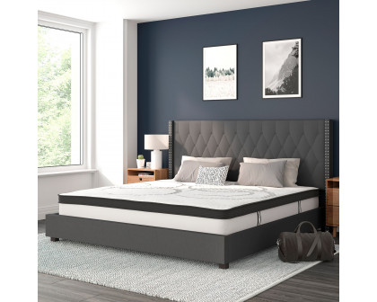 BLNK Riverdale Tufted Upholstered Platform Bed with 10" CertiPUR-US Certified Pocket Spring Mattress