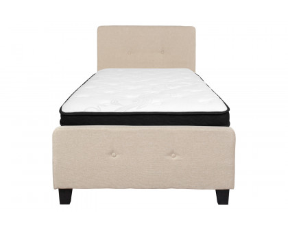 BLNK Tribeca Tufted Upholstered Platform Bed with Memory Foam Mattress - Beige, Twin Size