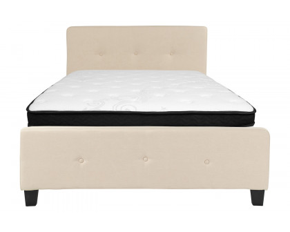 BLNK Tribeca Tufted Upholstered Platform Bed with Memory Foam Mattress - Beige, Full Size