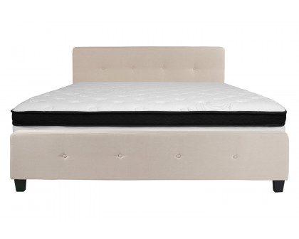 BLNK Tribeca Tufted Upholstered Platform Bed with Memory Foam Mattress - Beige, King Size