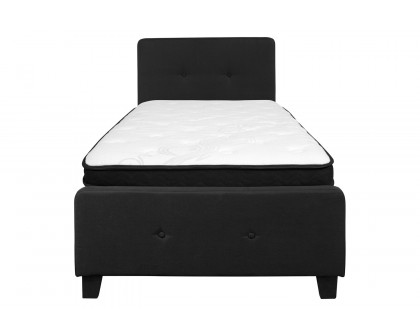 BLNK Tribeca Tufted Upholstered Platform Bed with Memory Foam Mattress - Black, Twin Size