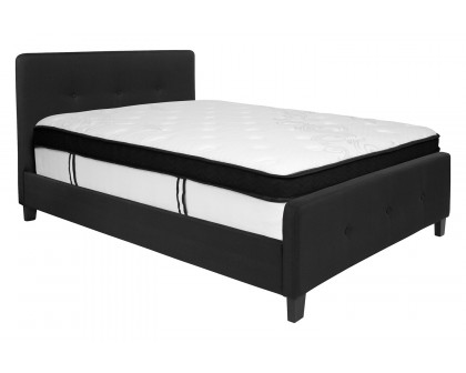 BLNK Tribeca Tufted Upholstered Platform Bed with Memory Foam Mattress - Black, Full Size