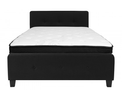 BLNK Tribeca Tufted Upholstered Platform Bed with Memory Foam Mattress - Black, Full Size