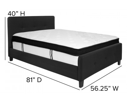 BLNK Tribeca Tufted Upholstered Platform Bed with Memory Foam Mattress - Black, Full Size