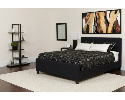 BLNK Tribeca Tufted Upholstered Platform Bed with Memory Foam Mattress