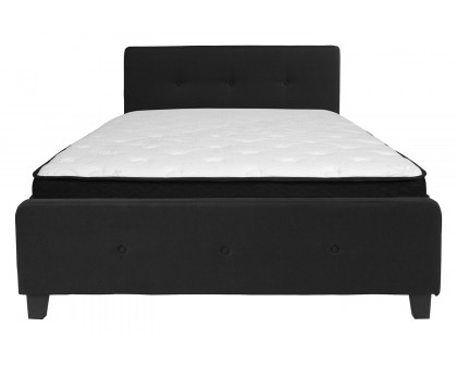 BLNK Tribeca Tufted Upholstered Platform Bed with Memory Foam Mattress - Black, Queen Size