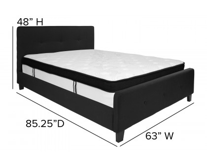 BLNK Tribeca Tufted Upholstered Platform Bed with Memory Foam Mattress - Black, Queen Size