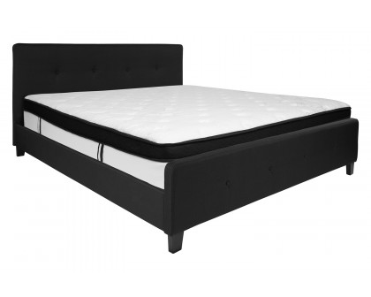 BLNK Tribeca Tufted Upholstered Platform Bed with Memory Foam Mattress