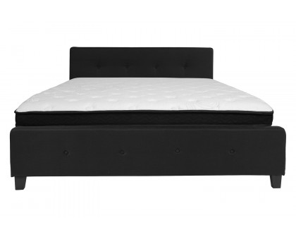 BLNK Tribeca Tufted Upholstered Platform Bed with Memory Foam Mattress - Black, King Size