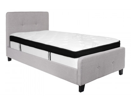 BLNK Tribeca Tufted Upholstered Platform Bed with Memory Foam Mattress - Light Gray, Twin Size