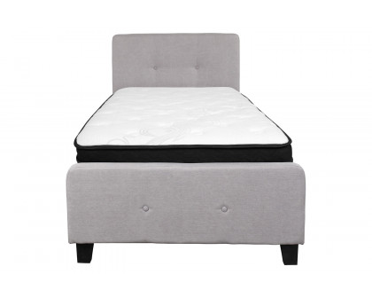 BLNK Tribeca Tufted Upholstered Platform Bed with Memory Foam Mattress - Light Gray, Twin Size