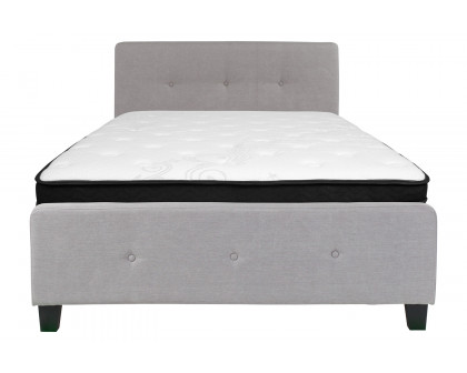 BLNK Tribeca Tufted Upholstered Platform Bed with Memory Foam Mattress - Light Gray, Full Size