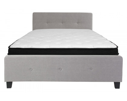 BLNK Tribeca Tufted Upholstered Platform Bed with Memory Foam Mattress - Light Gray, Queen Size