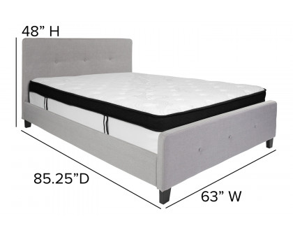 BLNK Tribeca Tufted Upholstered Platform Bed with Memory Foam Mattress - Light Gray, Queen Size