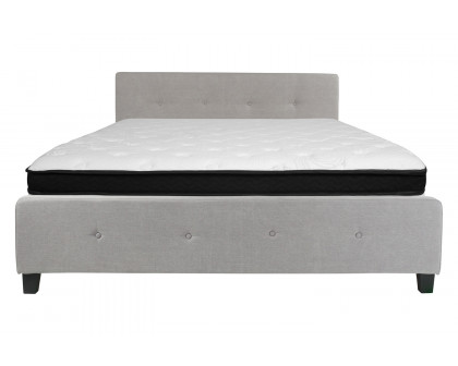 BLNK Tribeca Tufted Upholstered Platform Bed with Memory Foam Mattress - Light Gray, King Size