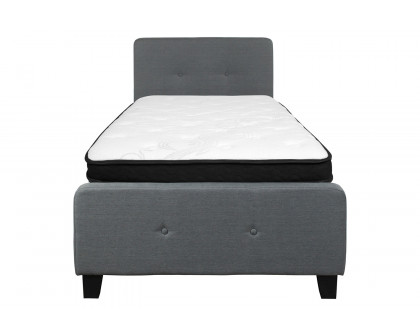 BLNK Tribeca Tufted Upholstered Platform Bed with Memory Foam Mattress - Dark Gray, Twin Size