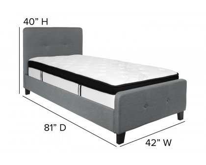 BLNK Tribeca Tufted Upholstered Platform Bed with Memory Foam Mattress - Dark Gray, Twin Size