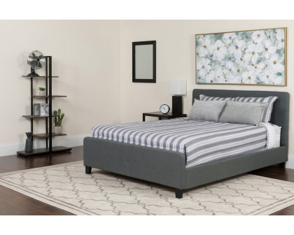 BLNK Tribeca Tufted Upholstered Platform Bed with Memory Foam Mattress