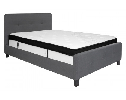 BLNK Tribeca Tufted Upholstered Platform Bed with Memory Foam Mattress - Dark Gray, Full Size