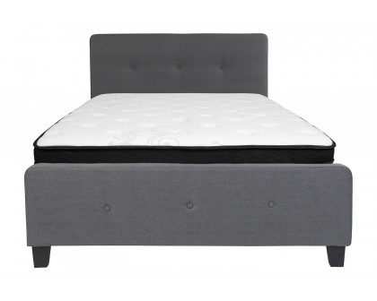 BLNK Tribeca Tufted Upholstered Platform Bed with Memory Foam Mattress - Dark Gray, Full Size