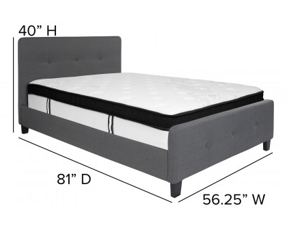 BLNK Tribeca Tufted Upholstered Platform Bed with Memory Foam Mattress - Dark Gray, Full Size