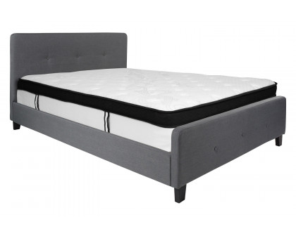 BLNK Tribeca Tufted Upholstered Platform Bed with Memory Foam Mattress - Dark Gray, Queen Size