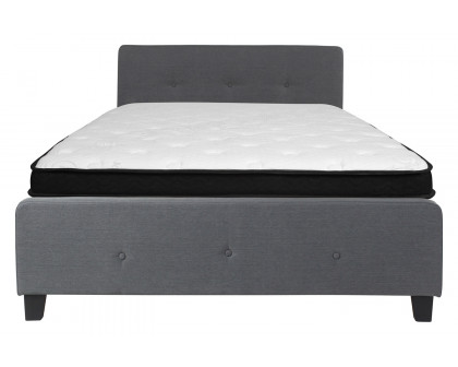 BLNK Tribeca Tufted Upholstered Platform Bed with Memory Foam Mattress - Dark Gray, Queen Size