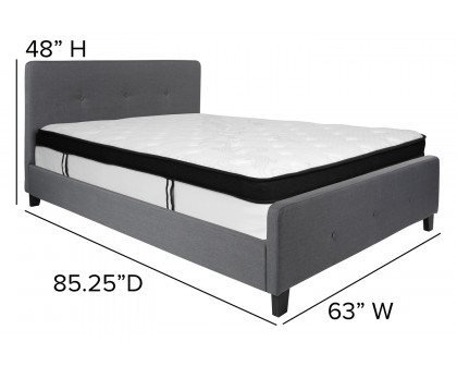 BLNK Tribeca Tufted Upholstered Platform Bed with Memory Foam Mattress - Dark Gray, Queen Size