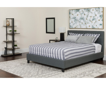 BLNK Tribeca Tufted Upholstered Platform Bed with Memory Foam Mattress