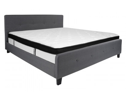 BLNK Tribeca Tufted Upholstered Platform Bed with Memory Foam Mattress - Dark Gray, King Size