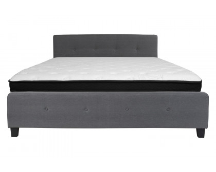 BLNK Tribeca Tufted Upholstered Platform Bed with Memory Foam Mattress - Dark Gray, King Size