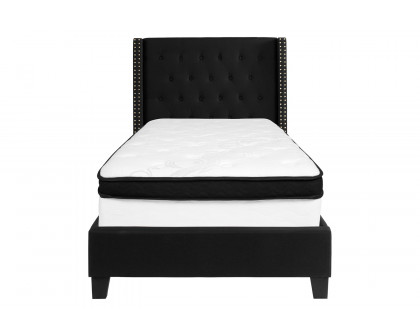 BLNK Riverdale Tufted Upholstered Platform Bed with Memory Foam Mattress - Black, Twin Size