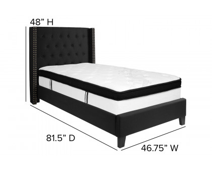 BLNK Riverdale Tufted Upholstered Platform Bed with Memory Foam Mattress - Black, Twin Size