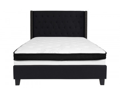 BLNK Riverdale Tufted Upholstered Platform Bed with Memory Foam Mattress - Black, Full Size