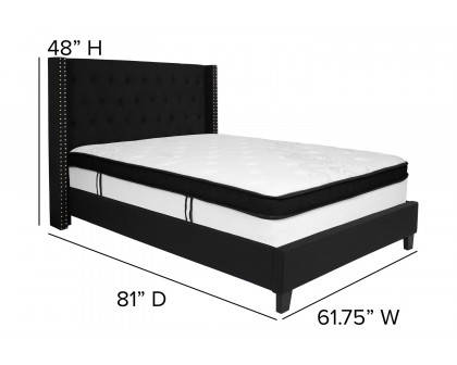 BLNK Riverdale Tufted Upholstered Platform Bed with Memory Foam Mattress - Black, Full Size