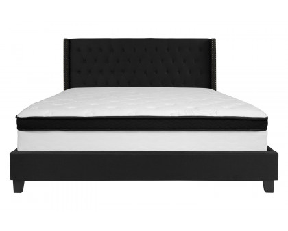 BLNK Riverdale Tufted Upholstered Platform Bed with Memory Foam Mattress - Black, King Size