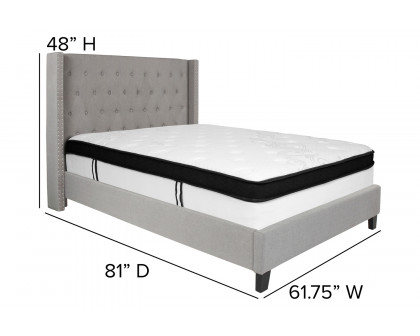 BLNK Riverdale Tufted Upholstered Platform Bed with Memory Foam Mattress - Light Gray, Full Size