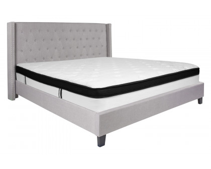 BLNK Riverdale Tufted Upholstered Platform Bed with Memory Foam Mattress