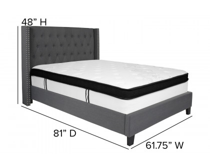 BLNK Riverdale Tufted Upholstered Platform Bed with Memory Foam Mattress - Dark Gray, Full Size