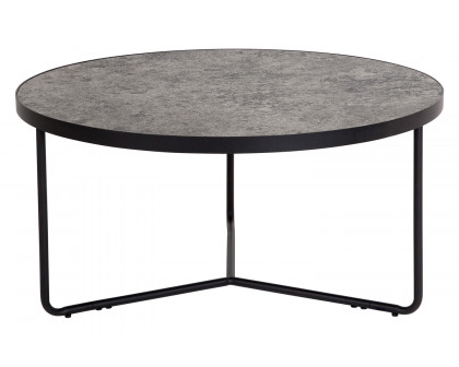 BLNK - Providence Collection Round Indoor Living Room Coffee Table in Faux Concrete Finish