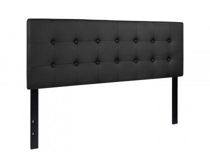 BLNK Lennox Vinyl Tufted Upholstered Headboard - Black, Queen Size