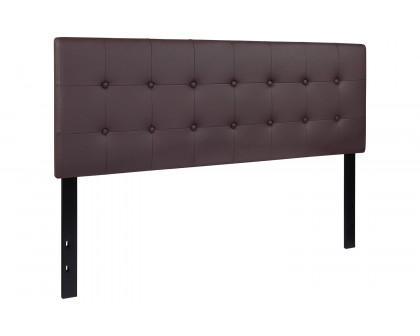 BLNK Lennox Vinyl Tufted Upholstered Headboard - Brown, Queen Size