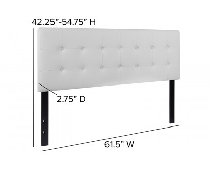 BLNK Lennox Vinyl Tufted Upholstered Headboard - White, Queen Size