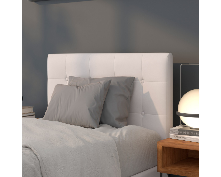 BLNK Lennox Vinyl Tufted Upholstered Headboard - White, Twin Size