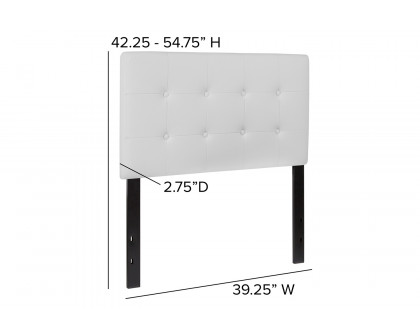 BLNK Lennox Vinyl Tufted Upholstered Headboard - White, Twin Size