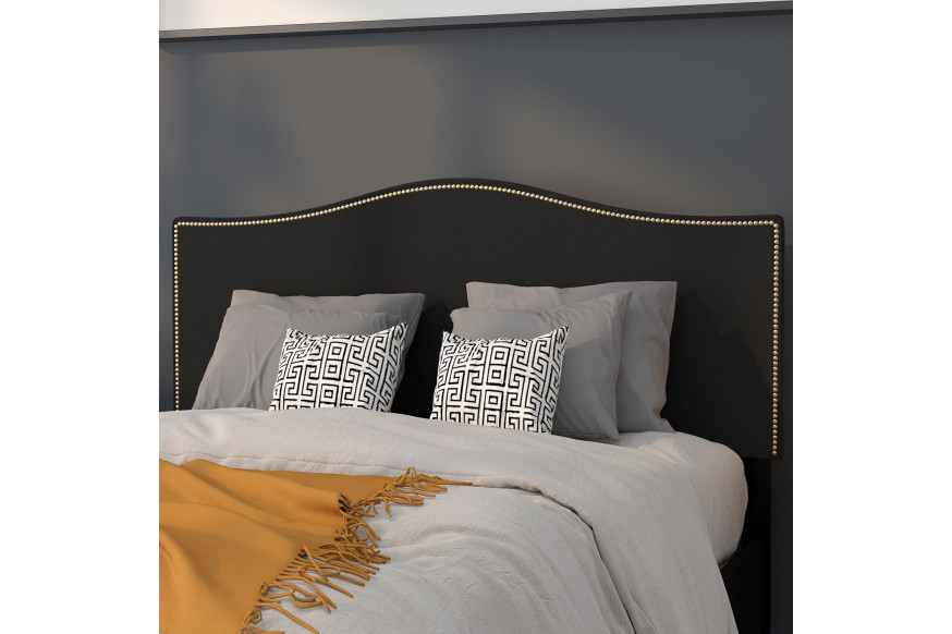 BLNK™ Lexington Fabric Upholstered Headboard with Accent Nail Trim - Black, Full Size